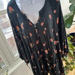 We The Free Black Floral Flowy Dress